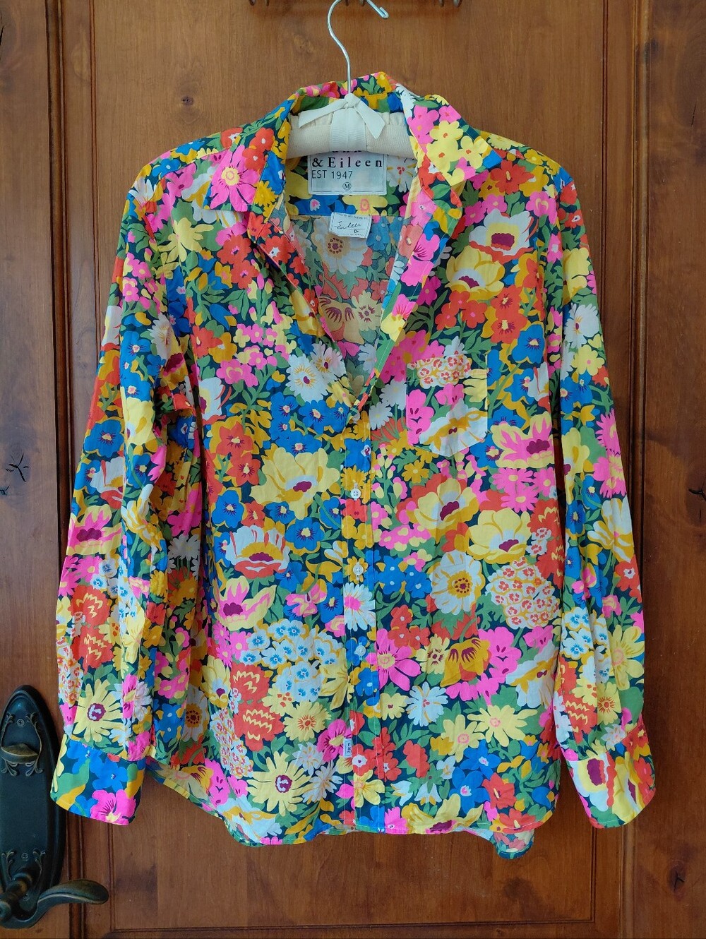 Frank & Eileen Floral multicolored button up shirt size M - Picture 9 of 9
